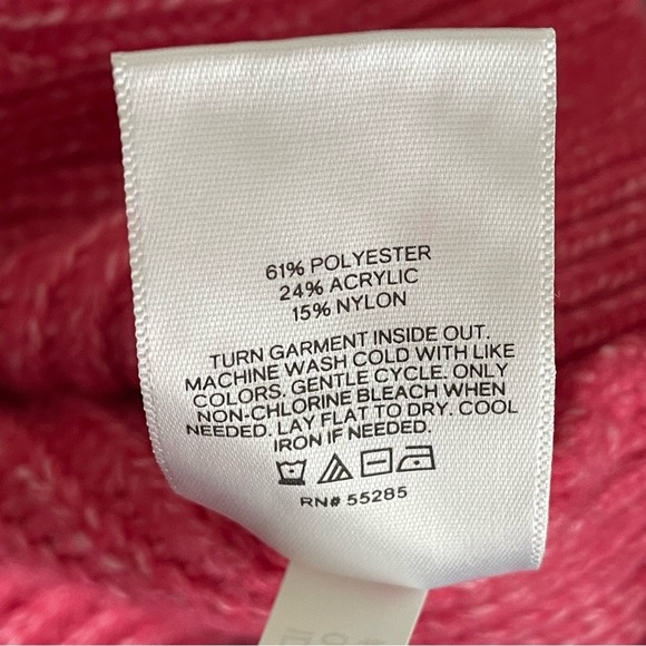 Express Cropped Vibrant Pink Cable Knit Chic Turtleneck Casual Sweater Women XS - Picture 7 of 8